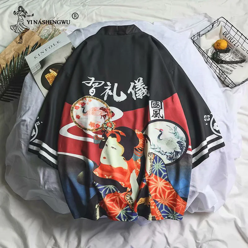 Японский кардиган Harajuku кимоно Yukata Haori для мужчин и женщин азиатская одежда