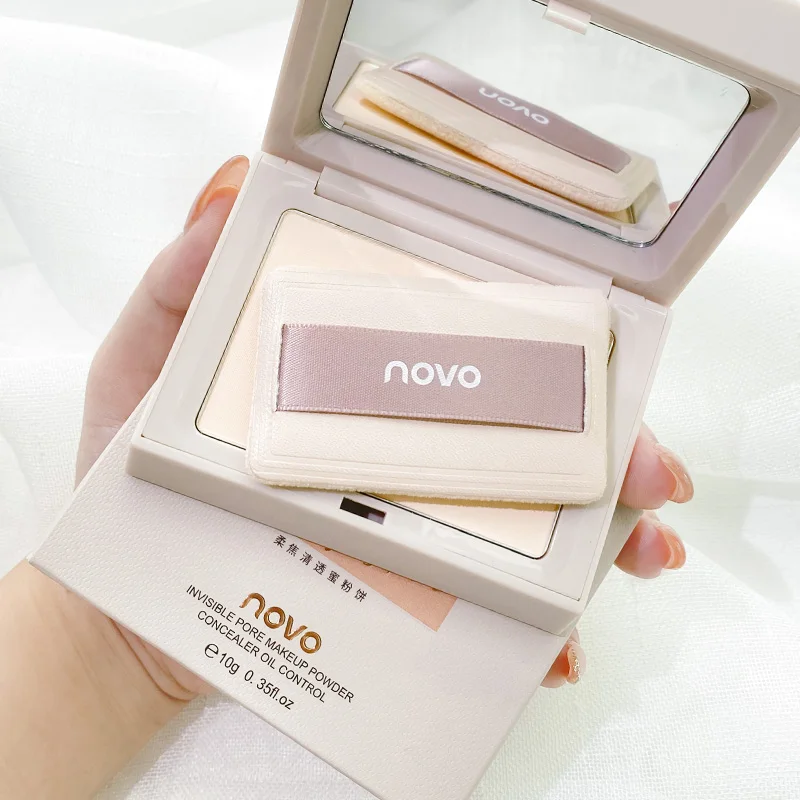Novo Clear Powder Cake Fine and Lasting Makeup Waterproof Sweat-Proof Brighten Skin Color Setting |