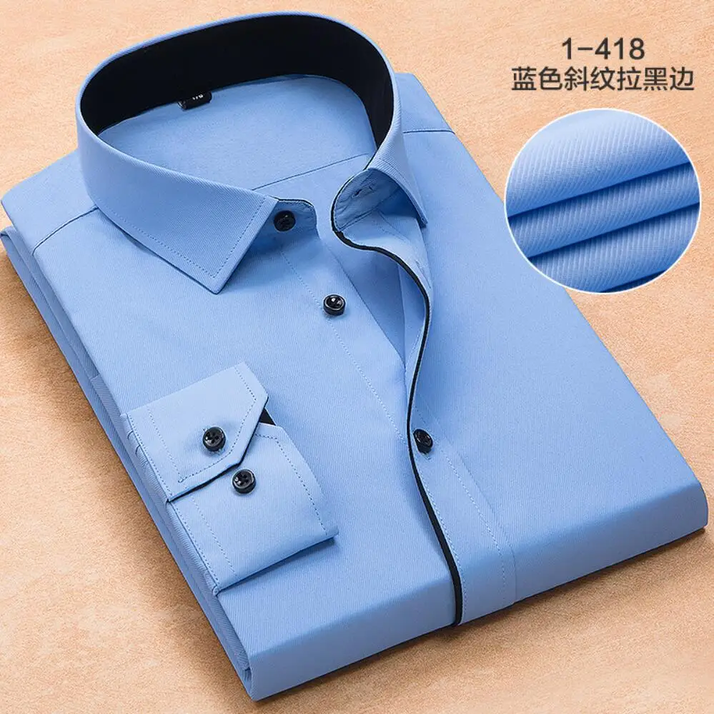 Осенне-весенняя Мужская рубашка с карманами размера плюс 8XL 9XL 10XL 12XL деловые