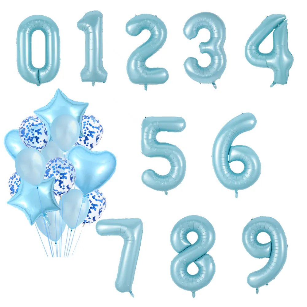 40 дюймовый светодиод синий номер воздушный шарик из фольги в форме большой для детей 0 1 2 3 4 5 6 7 8 9 С Днем