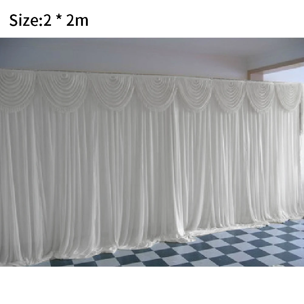 

2x2m Wedding Decor Event With Swag Backdrop Curtain Gauze Ceiling Detachable Voile Drape Panel Party Ice Silk For Stage Romantic