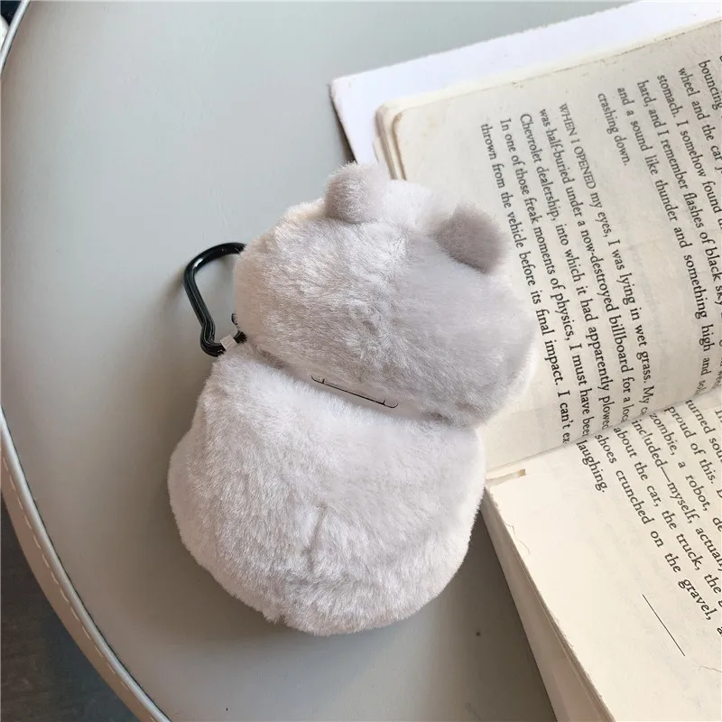 

Case for AirPods 2 Wireless Earphone Cover Cute Fluffy Hamster Earpods Protector Accessories with Hook for Apple AirPods 1 Case