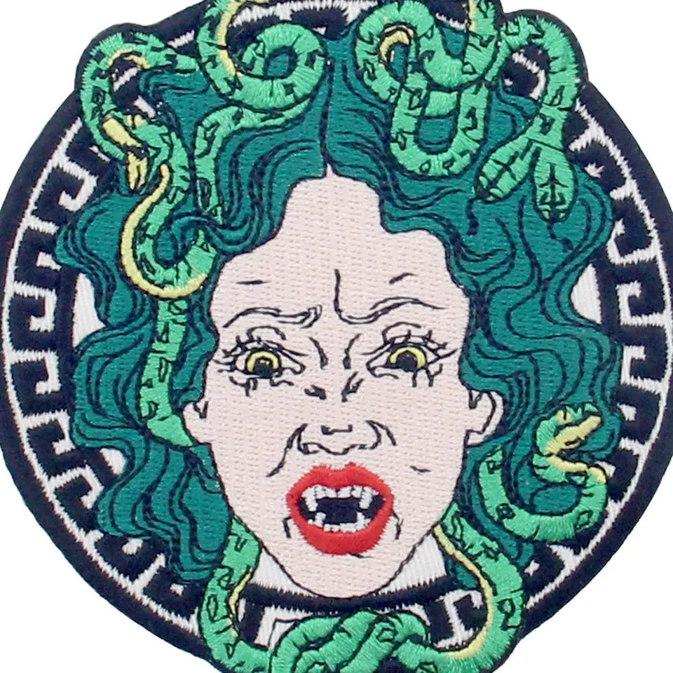 Нашивки Embird вышитые нашивки чтобы надеть рюкзаки Медуза голова на щит ручной