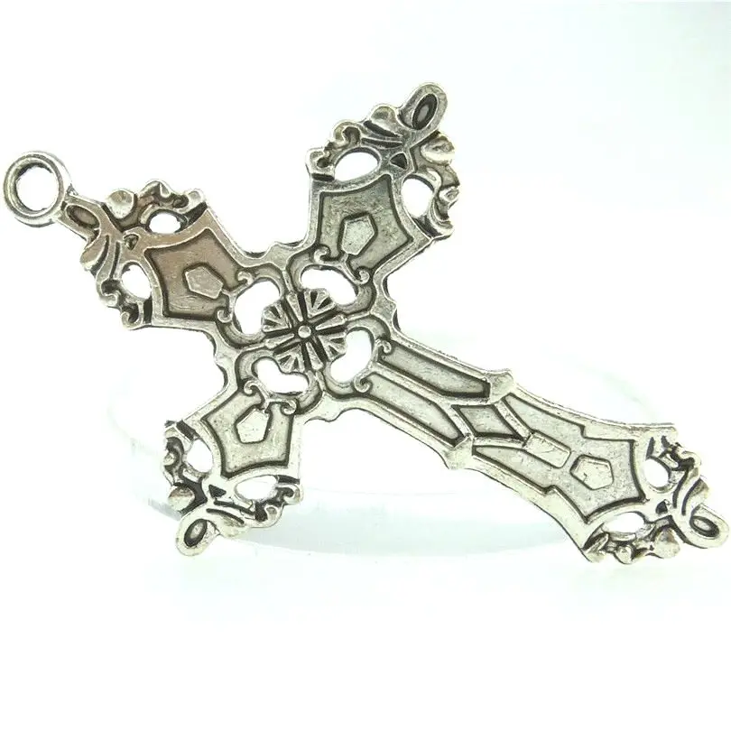 6 шт античное серебро 55*36 мм цветок подвеска в форме Креста для изготовления