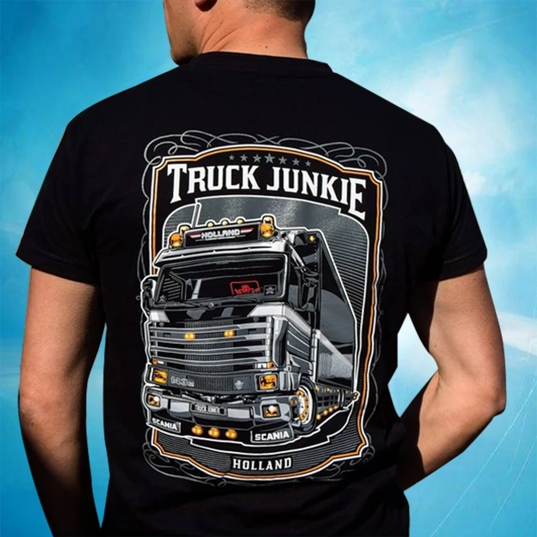 

Мужская хлопковая футболка с принтом грузовика