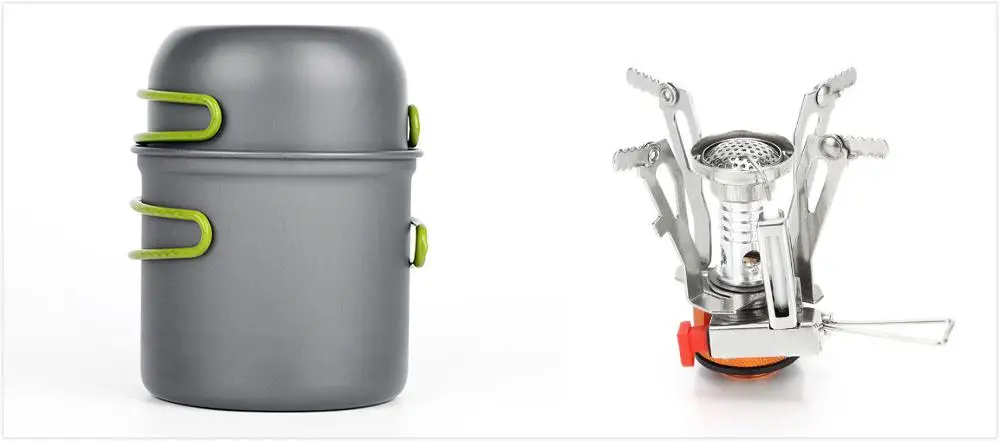 pot with stove Походная алюминиевая кухонная посуда из сплава для пикника DS101 - Цвет: pot with stove