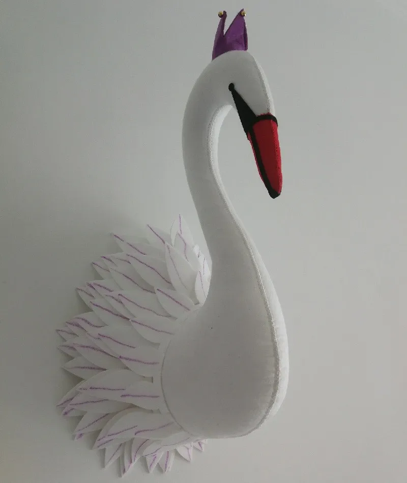 Животные Слон тигр птица Peafowl голова настенное крепление фетровые художественные игрушки Детская комната дома настенные декорации куклы фото реквизит - Цвет: swan