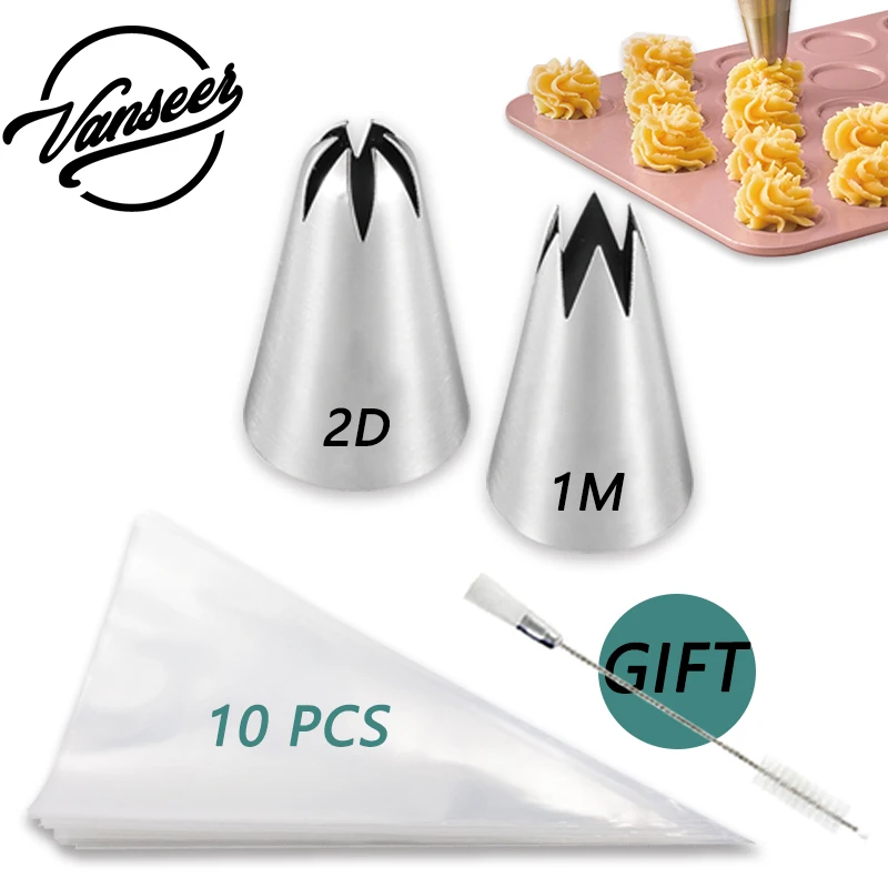 

1M 2D Cake Decorating Nozzle Pastry Bag Tools Piping Tips PE Disposable Decorating Bag for Cupcake Cookies Kitchen Accessories