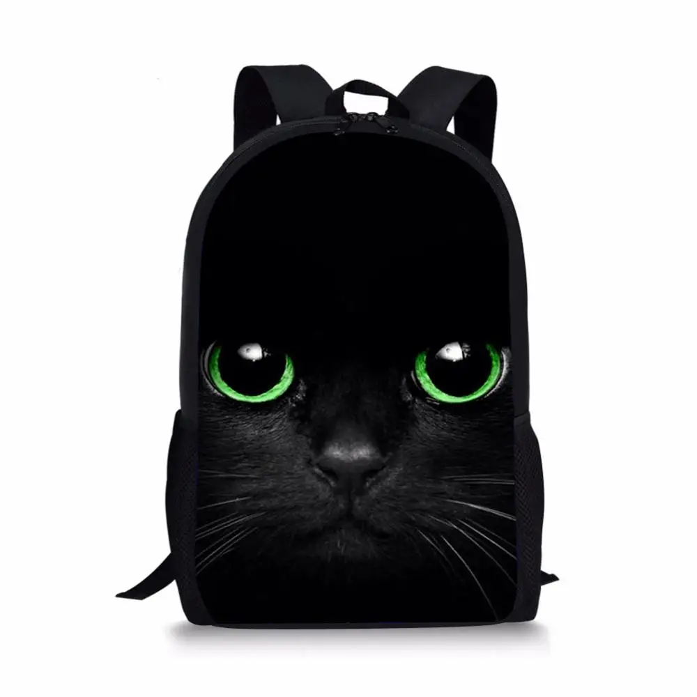 Школьные ранцы для детей, объемные вместительные портфели черных кошек для начальной школы, школьные ранцы