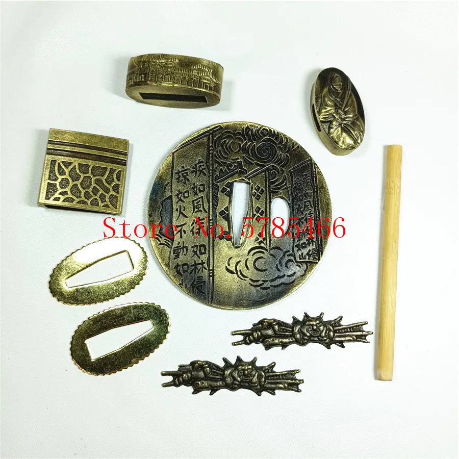 A Set Japanese Samurai Sword Hand Guard for Katana/Wakizashi/Tanto Accessory Tsuba+Menuki+Fuchi+Kashira+Handle+Habaki+Seppa | Дом и сад