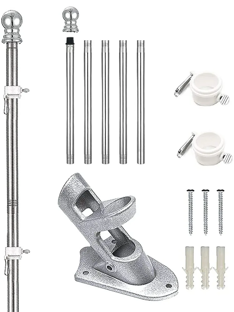 Kit de m&aacute;stil de 5 secciones de 6 pies, soporte de acero inoxidable f&aacute;cil de instalar, soporte de m&aacute;stil de desmontaje constante-1