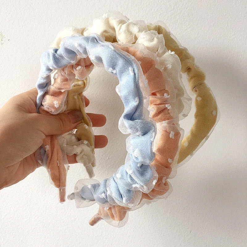 Новое платье из органзы в горошек плиссированные оголовье для девочек детское