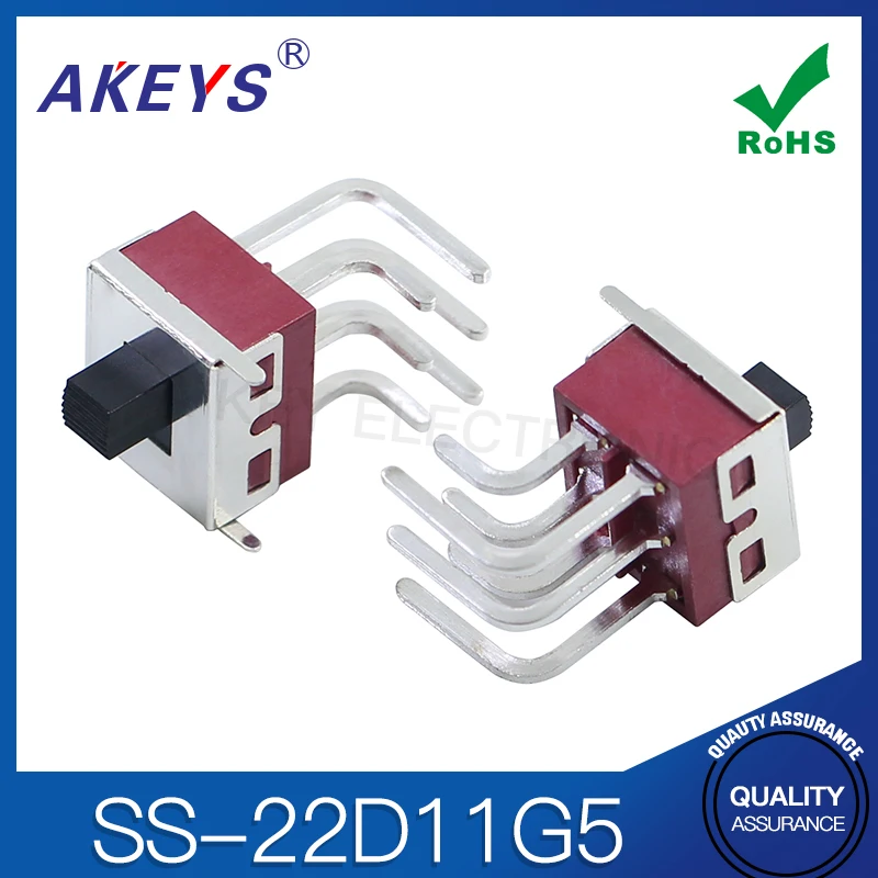 SS-22D11G5 (2P2T) 2-й переключатель передач 11*13.5 двухрядный 6-контактный изогнутый нож 90