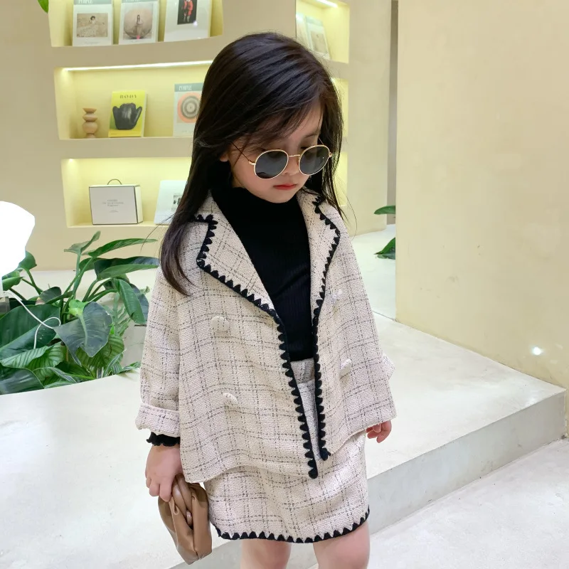 2020Autumn And Winter Girl Skirt Small Fragrance Two - Piece Korean Online Celebrity Suit Children 's Clothing 0- 5 Years Old | Детская
