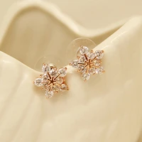 new design wedding jewelry luxury clear zircon earrings elegant 925 sterling silver snow stud earrings for women
