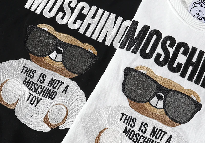 

Moschino Women Men Hoodies Sport Street Tops Unisex Pullovers Sunglasses Bear Embroidery Logo Sweatshirts With Brand Label