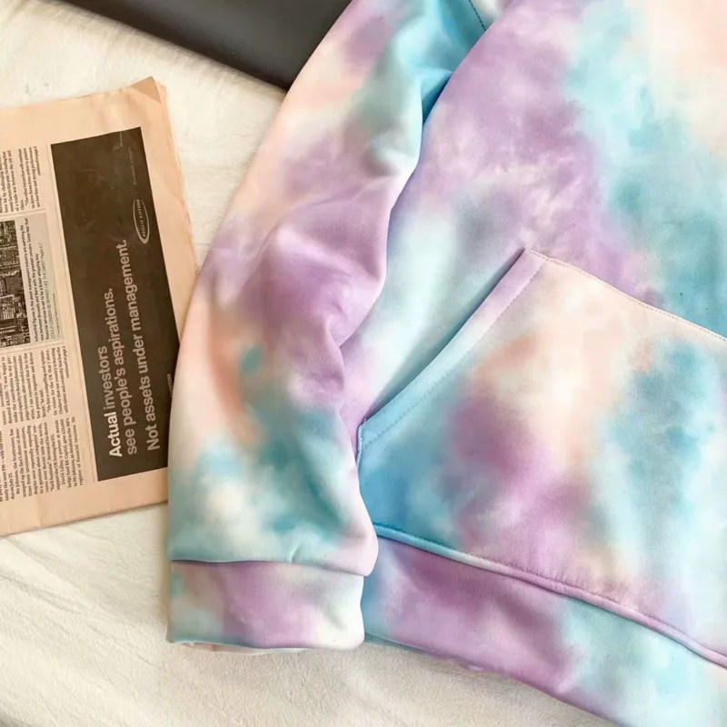 Толстовка мужская с принтом Модный свитшот капюшоном окрашенный в завязку