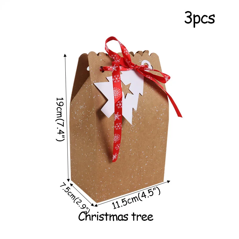 3pcs paper box n Веселые рождественские подарочные сумки Рождественская елка пластиковая упаковочная сумка Снежинка коробка с рождественскими конфетами новогодний спрос среди детей сумка Noel Navidad - Цвет: 3pcs paper box n