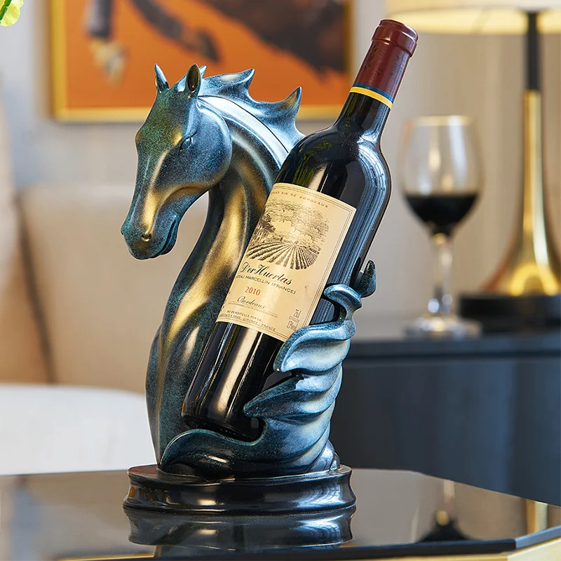 

Винная стойка для лошадей, скульптура в виде животного, аксессуары для украшения дома, декор для гостиной, полимерные украшения, статуя лоша...