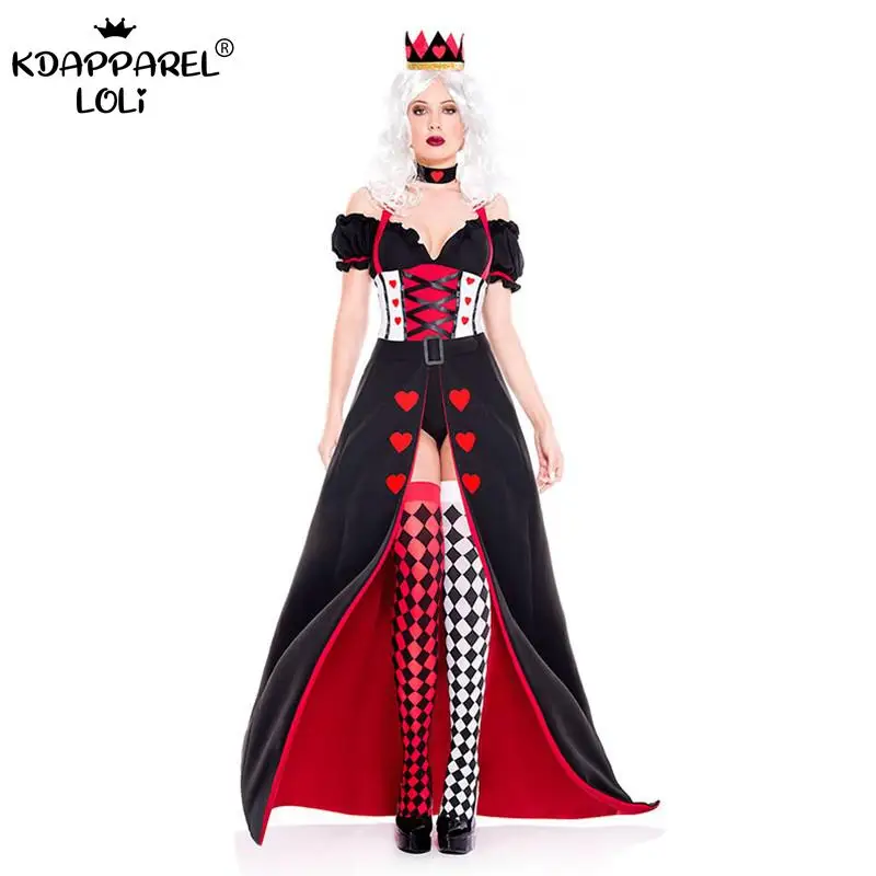 Костюм для взрослых на Хэллоуин красное сердце платье принцессы королевы