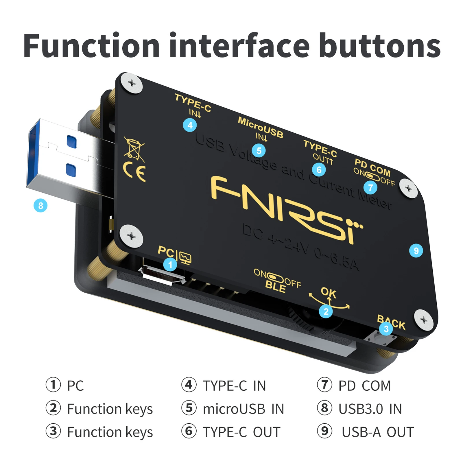 Цифровой вольтметр амперметр USB-тестер PD trigger QC4 + PD3.0 FNIRSI-FNB48 PPS тестер емкости и