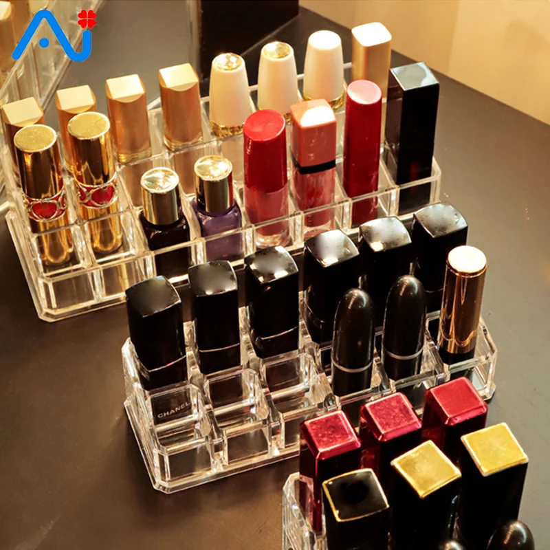 

Lipstick Shelf Makeup Organizer Grid Acrylic Storage Box Lipstick Perfume organizer Display Shelf Holder Cosmetic Organizer Box