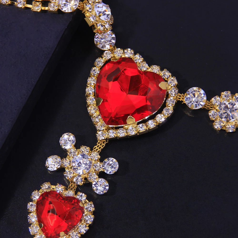 Женские трусики-танга Rave Double Heart стразы бикини украшение с красными кристаллами