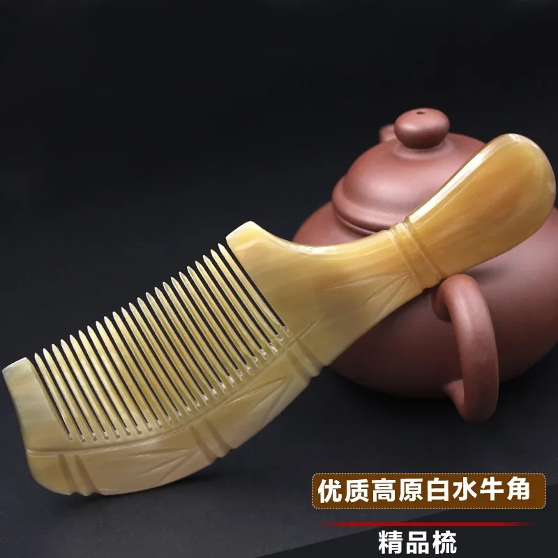 

straight hair brush Combs Hairdressing Natural Anti Static Buffalo Horn Art Comb Hair Care Massage Brush Narrow Teeth Straight