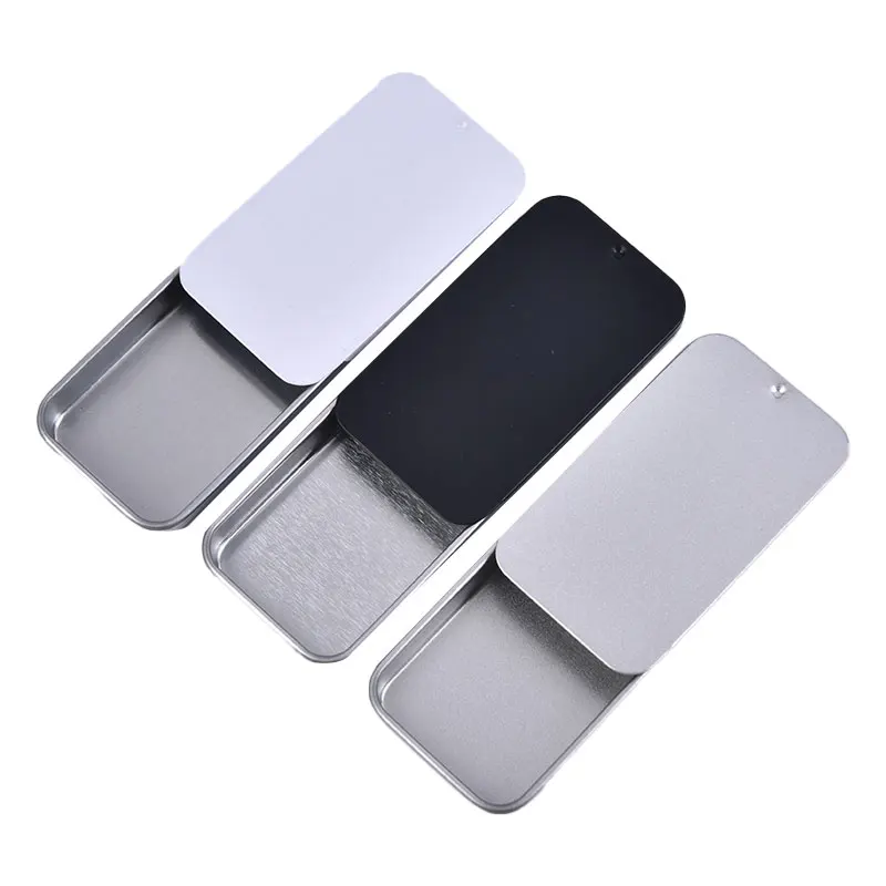 Hot Mini Iron Box Slide Cover Storage Box Wedding Jewelry Pill Cases Portable Tin Boxes Container Cosmetic Organizer 60*34*10mm