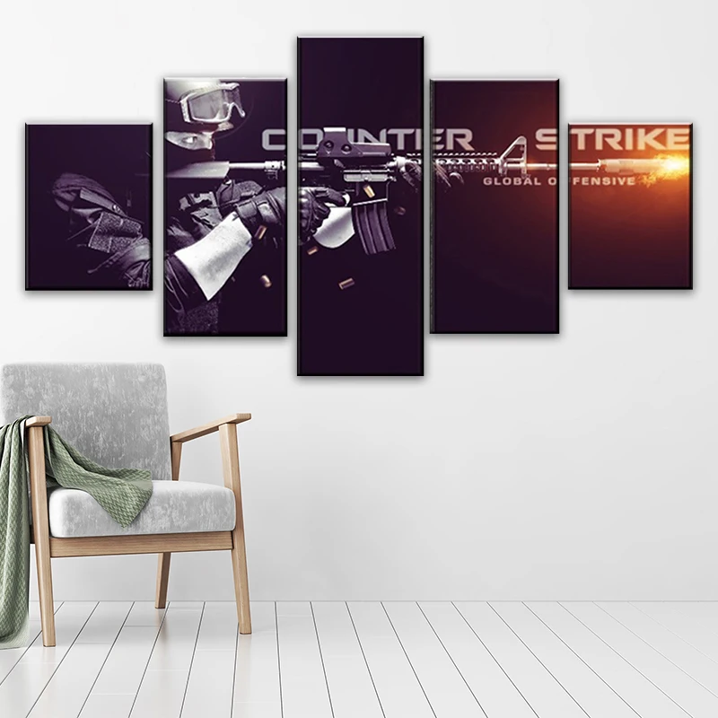 

No Framed 5 Pieces Game Counter-Strike Global Wall Art Canvas Posters Pictures Paintings Home Decor for Living Room Decorations