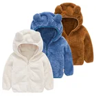 Флисовая Меховая куртка для мальчиков, зимнее пальто для малышей, осенне-осенняя одежда для девочек, детская одежда, толстовки с изображением медведя и ушей