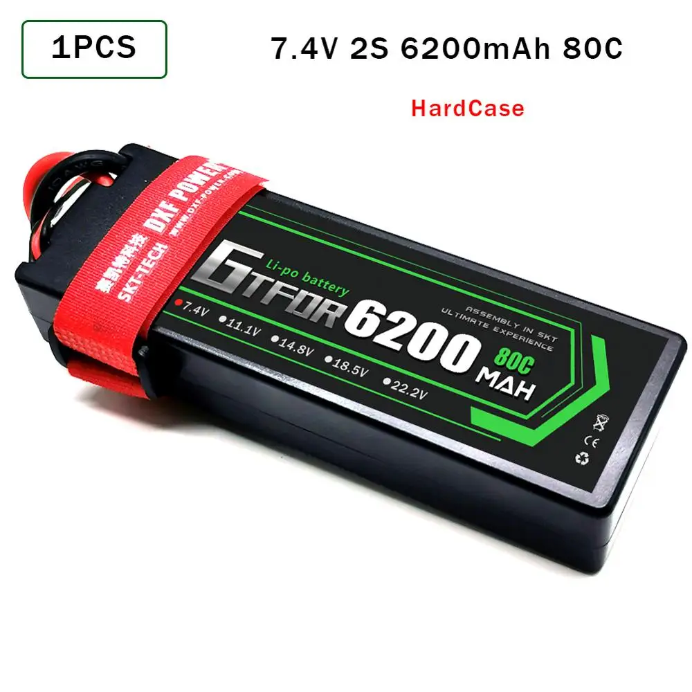 gtfdr lipo батарея 2s 74 v 6200mah 80c 160c xt60 rc части hardcase lipo 2s дл