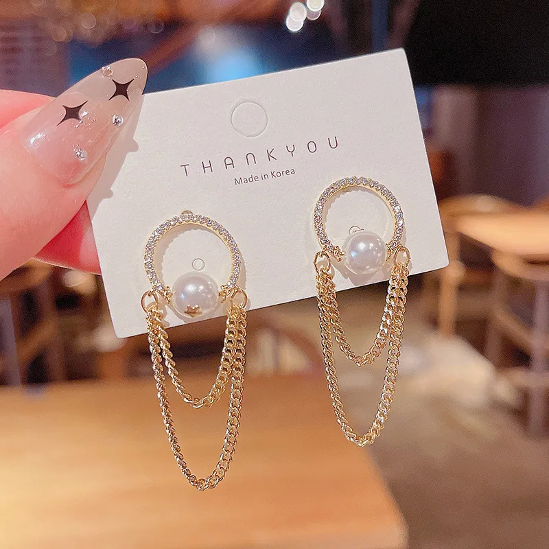 

S925 Silvers New Circle Diamonds Earrings Long Chain Wholesale Jewellery Woman Exquisite Earring Luxury