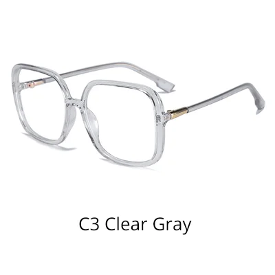 C3 Clear Gray Ralferty женские очки оправа негабаритных больших квадратных женских чистые прозрачные очки оптические линзы оправы без диоптрий D8831 - Цвет оправы: C3 Clear Gray