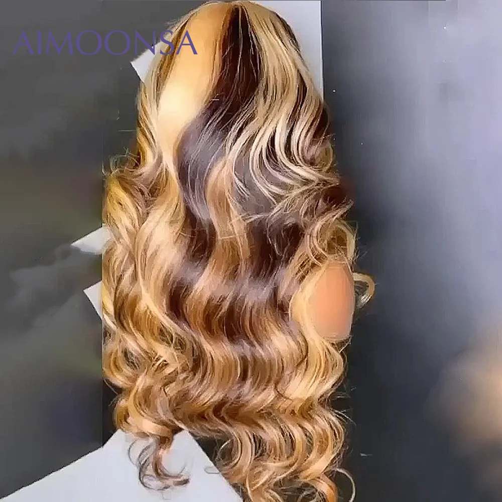 Honey Blonde Lace Front Wigs Colored Human Hair Highlight 613 Frontal Wig Brazilian Women's Long | Шиньоны и парики