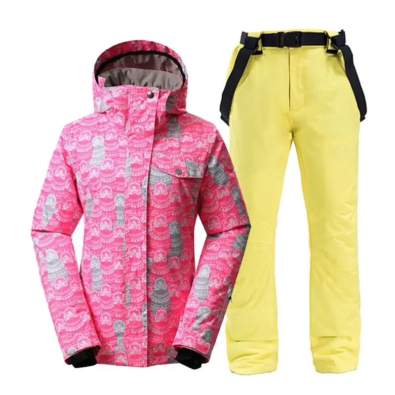 picture jacket pant Женский зимний костюм, комплекты, уличная спортивная одежда для сноубординга, 10 K, ветрозащитная Водонепроницаемая зимняя одежда, лыжные куртки+ зимние штаны на подтяжках - Цвет: picture jacket pant