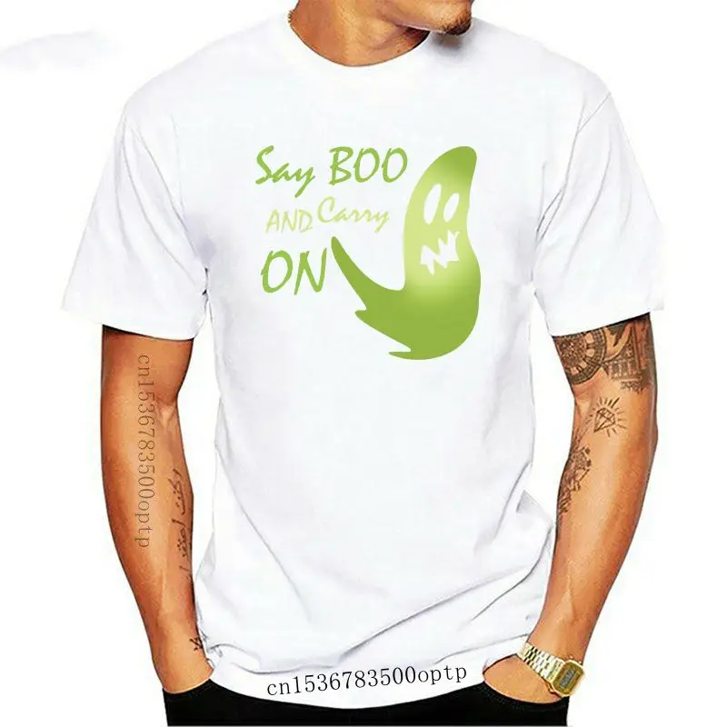

New Say Boo And Carry On T Shirt Cute Create 2021 Style Vintage Unisex O-Neck Tee Shirt Summer Shirt