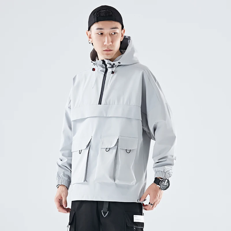 Осенне зимняя мужская куртка с карманами повседневное модное Брендовое