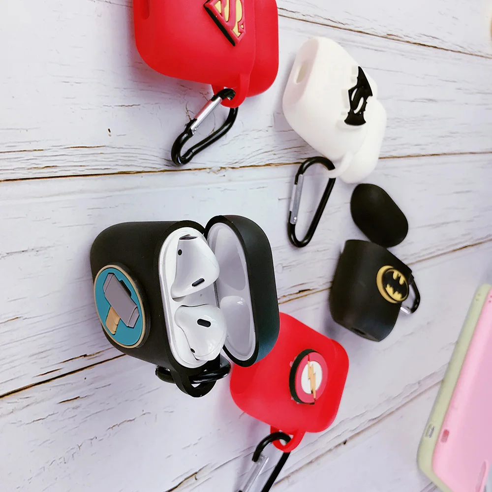 Классные мягкие силиконовые чехлы для Apple AirPods с Бэтменом из Мстителей, 2 кожаные чехлы для наушников, Bluetooth Air Pods, Защитные чехлы для наушников