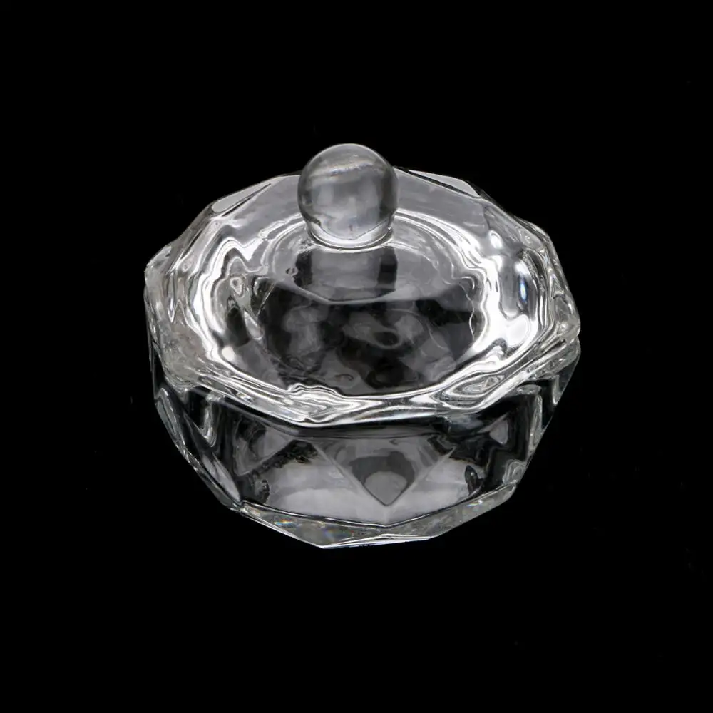 

USA 2 PCS CRYSTAL GLASS DAPPEN DISH + LID BOWL CUP NAIL ART Craft SALON Tools
