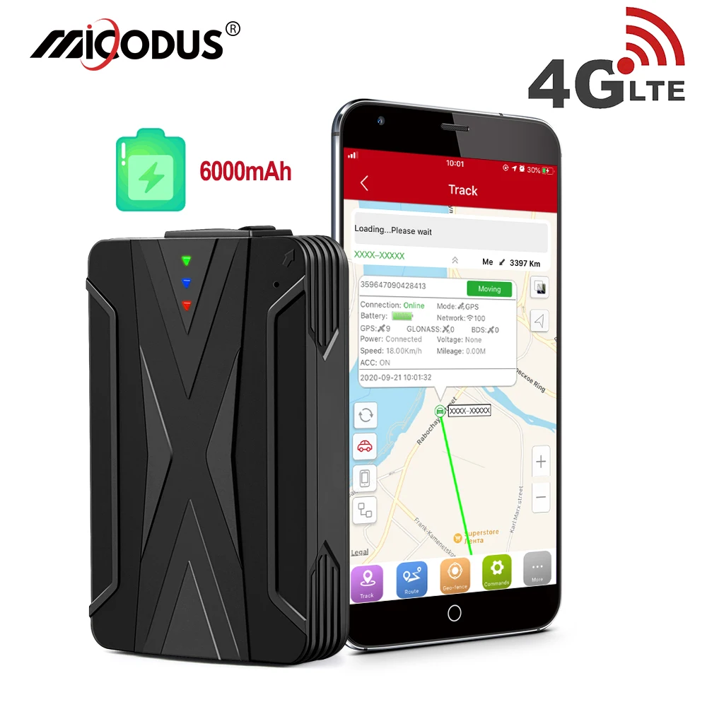 Автомобильный GPS трекер 4G локатор 6000 мА/ч голосовой монитор Водонепроницаемый IP65