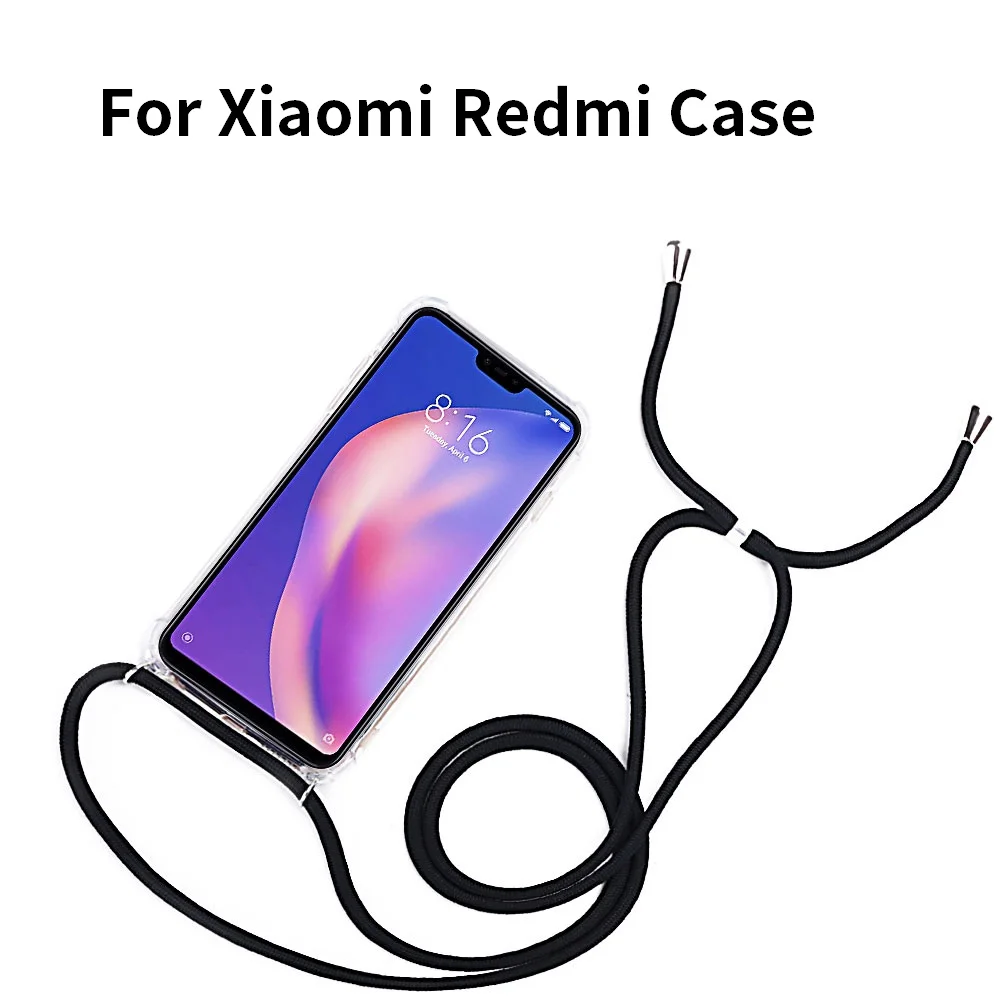 Чехол с цепочкой и шнуром для Xiaomi Note 10 Pro MI 9 8 Lite A2 A3 чехол на шнурке ожерелья Red 7A 8A 6A