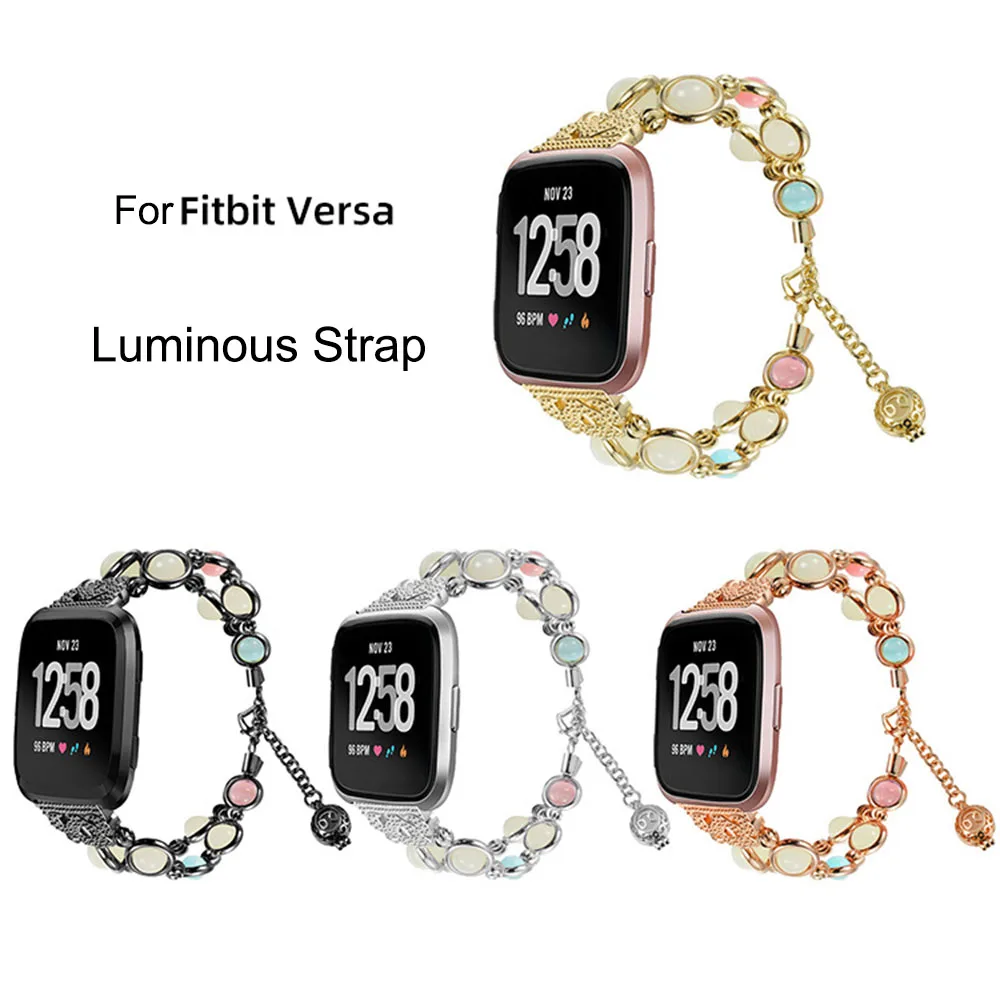 

Metal Strap For Fitbit Versa Night Luminous Jewelry Watchband Wristband For Versa 2 Lite Bands Adjustable Woman Bracelet