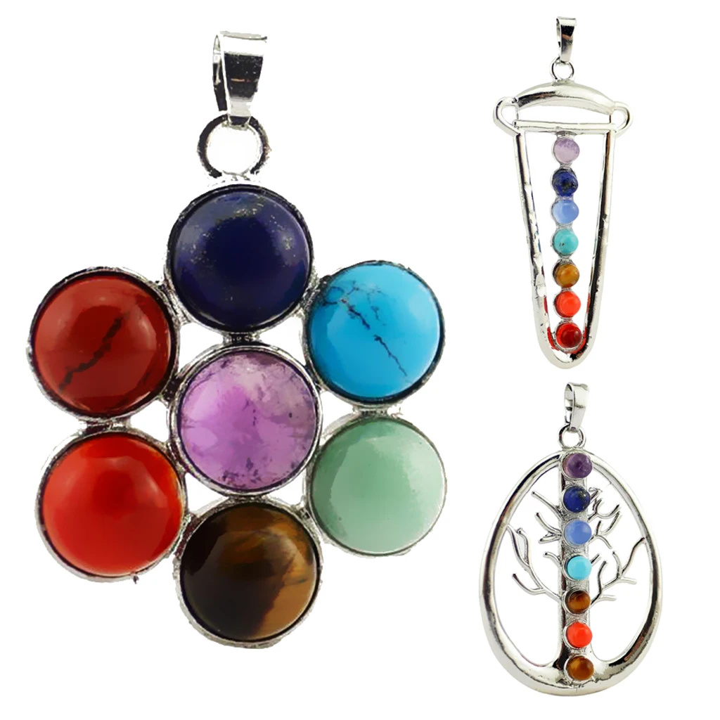 Феново мода 7 чакр Красочный Кристалл энергия кулон для лазурита Красного камня