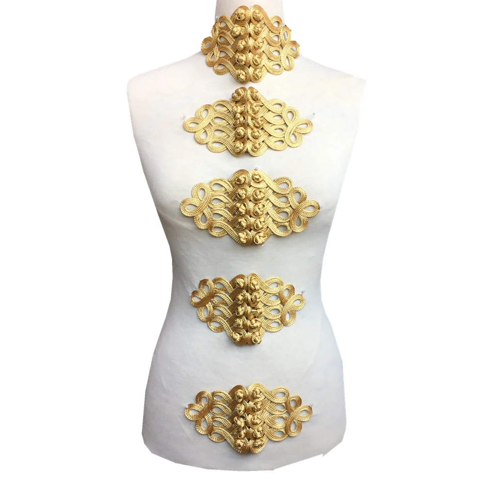 5 комплектов Золотая барочная лягушка искусственная вышивка застежка с