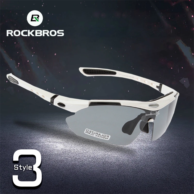 Очки велосипедные ROCKBROS Мужские поляризационные 5 линз UV400 черные 29 г | Спорт и
