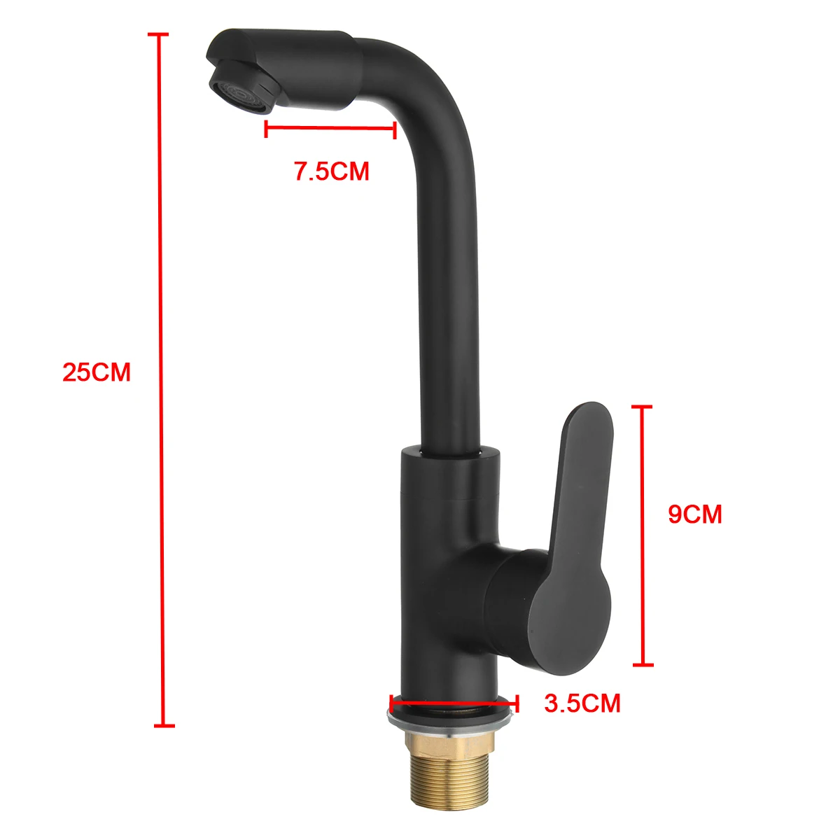 

360 Swivel Spout Basin Faucets Sink Taps Kitchen Bathroom Deck Mounted Mixer Taps Single Lever Black