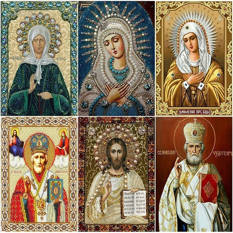 

Diamond Embroidery Religion Icon DIY Cross Stitch Diamond Painting Virgin Mary Rhinestone Round Full Mosaic Set