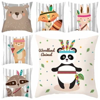 luanqi cute panda bear animal cushion cover 17 7 rabbit fox pillow case sofa decor animal square pillow case 45x45 cm