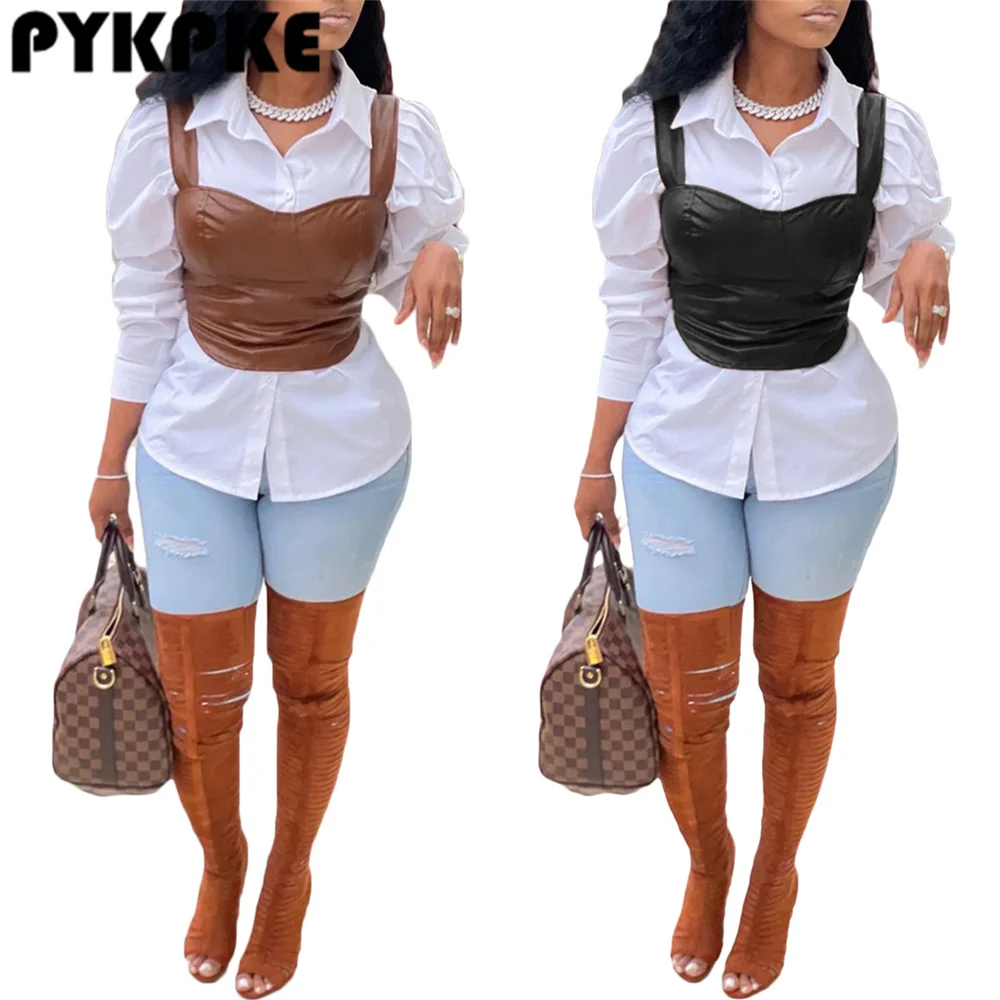 

PU Leather Vest Women's Autumn and Winter Sleeveless Zipper Vest